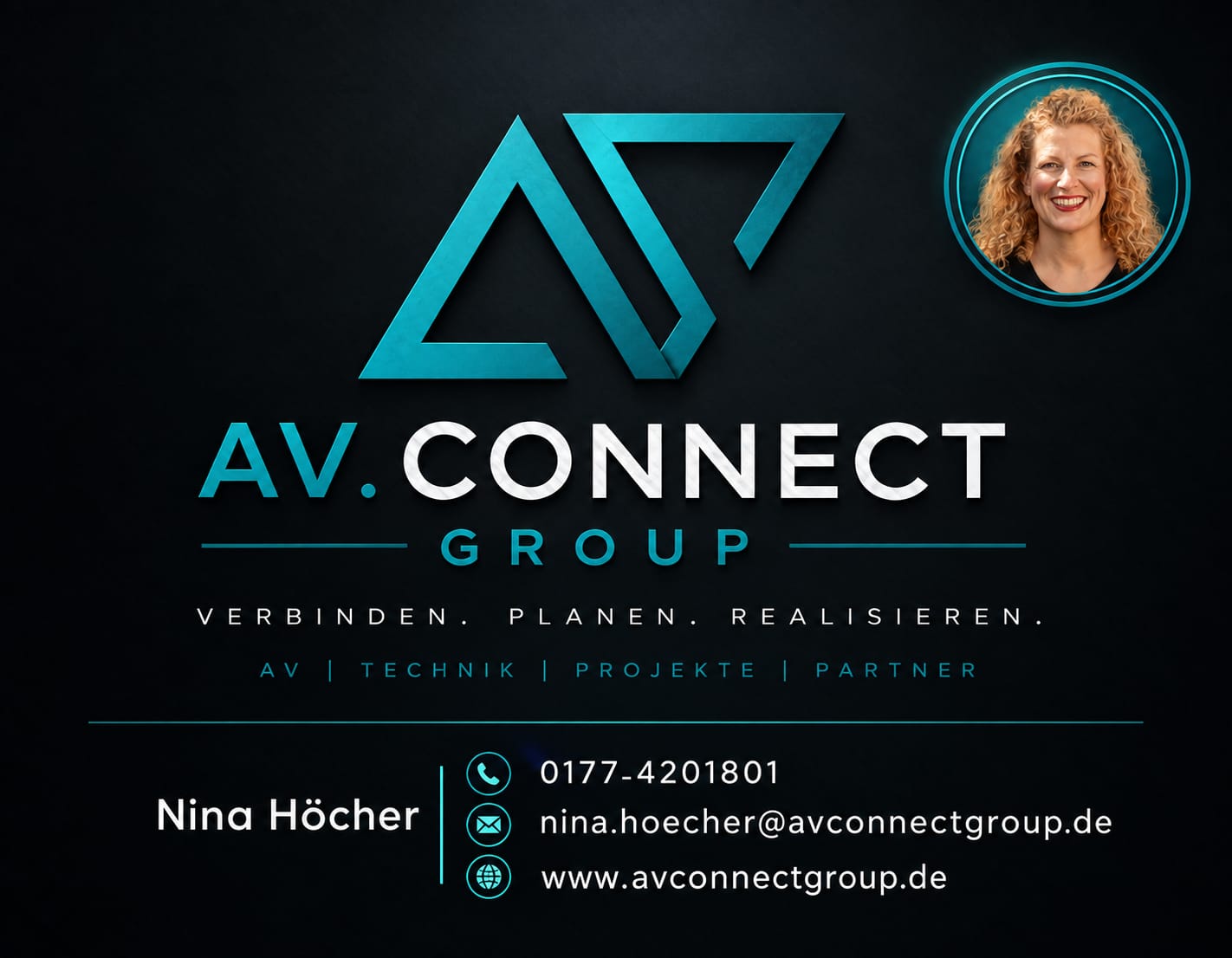 AV.CONNECT GROUP Logo – AV-Technik, Projekte und Partner. Verbinden. Planen. Realisieren. Ansprechpartnerin Nina Höcher
